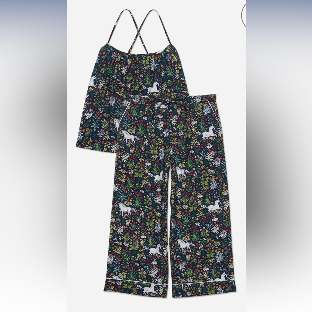 Printfresh 4X NWOT Cami and Cropped Pant Cotton Pajama Set Unicorn Garden